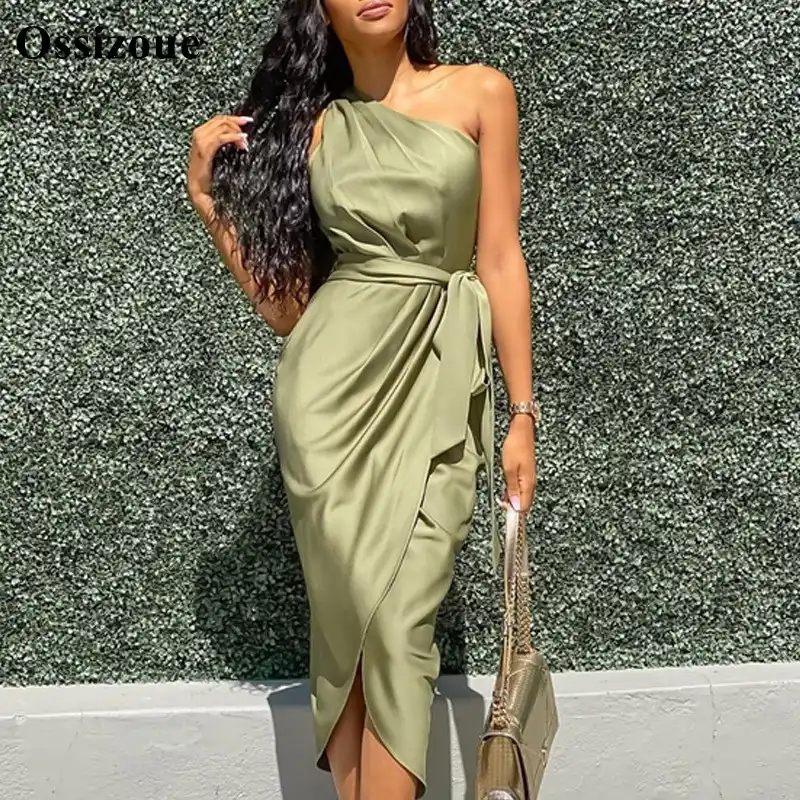 olive satin dress