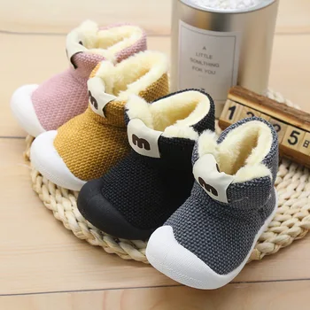 

unisex Warm Cotton Crochet Winter Toddler Shoes Baby Shoes Girls Infant First Walker for Newborn Baby 2019