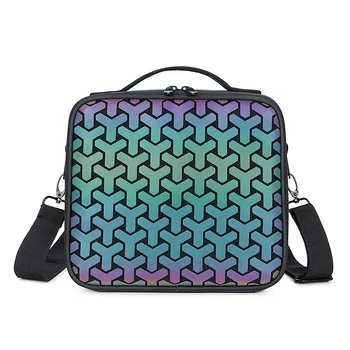 

Women Small Shoulder Bag Unique Geometric Handbag Crossbody Luminous Sling Bag Zipper Makeup Case Pouch Toiletry Laser Bag