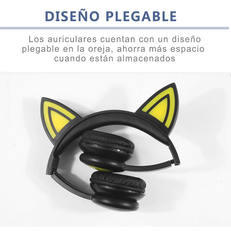 Wired and LED video game headphones 3 5mm cable cat ear helmets for Bass music MP3 for adults and children