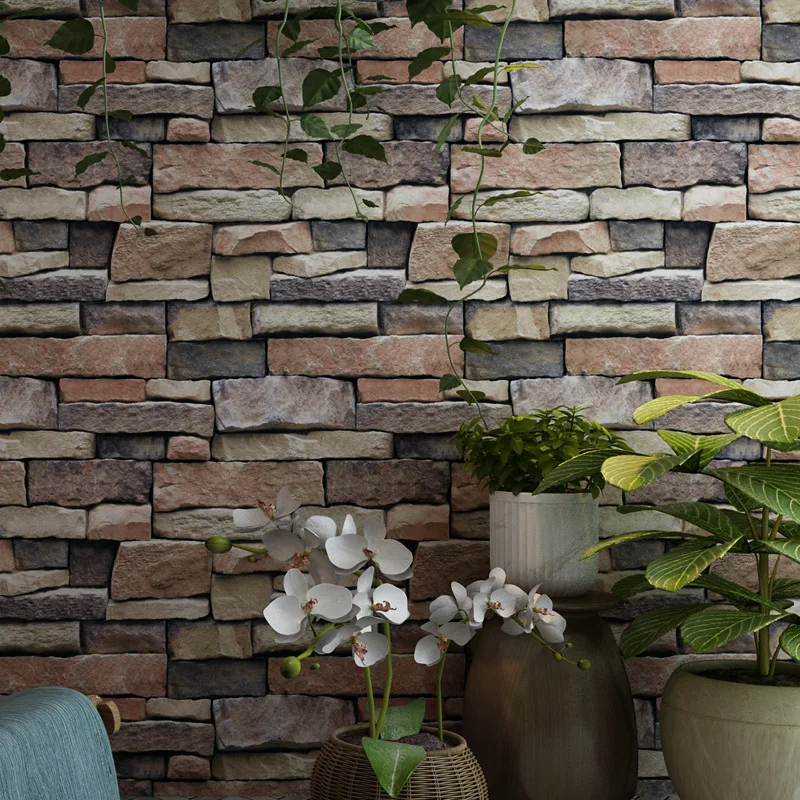 

4 Color 10M Roll Dark Grey Realistic Real Look Brick Stone Vinyl Textured Background 3d Wallpaper papel de parede