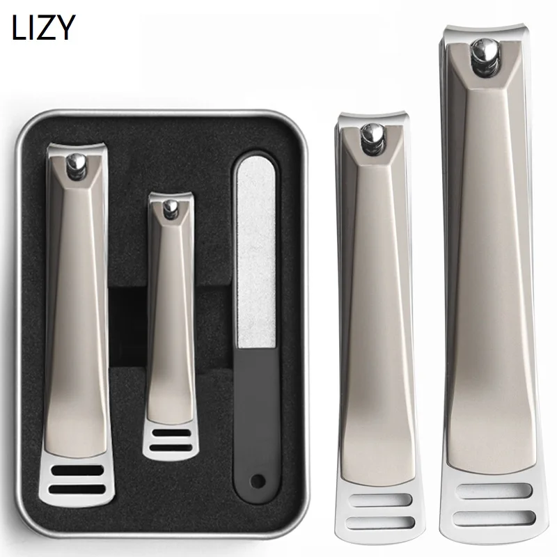 

LIZY Nail Clippers File Set Stainless Steel Toenail Nipper Manicure Fingernail Cutter Thick Hard Ingrown Beauty Scissors Tools