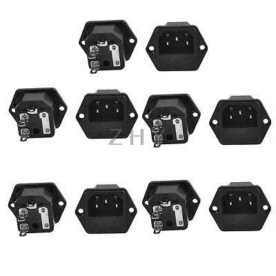 

10 Pcs Fuse Holder IEC 320 C14 Inlet AC Power Entry Socket 10A 250V