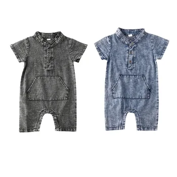 

bunvel Newborn Infant Baby Girls Boys Clothes Denim Jumpsuit Jumpers Short Sleeve Jeans Rompers Costume Infant Clothing