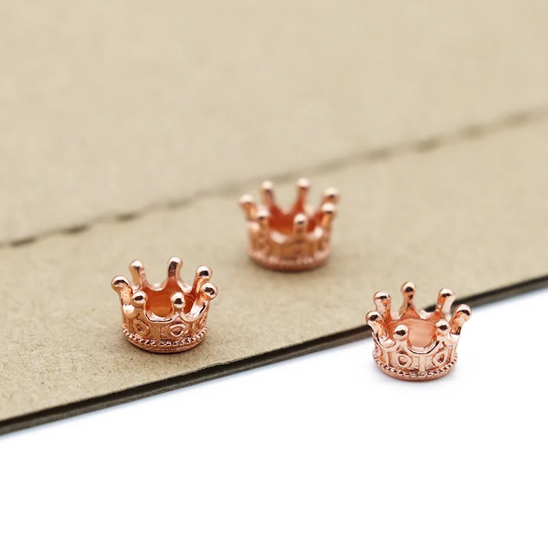 Mibrow 50pcs/lot 8 Colors Vintage Crown Charm Beads fit Bracelet Jewelry Crown Beads For DIY Jewelry Making Findings