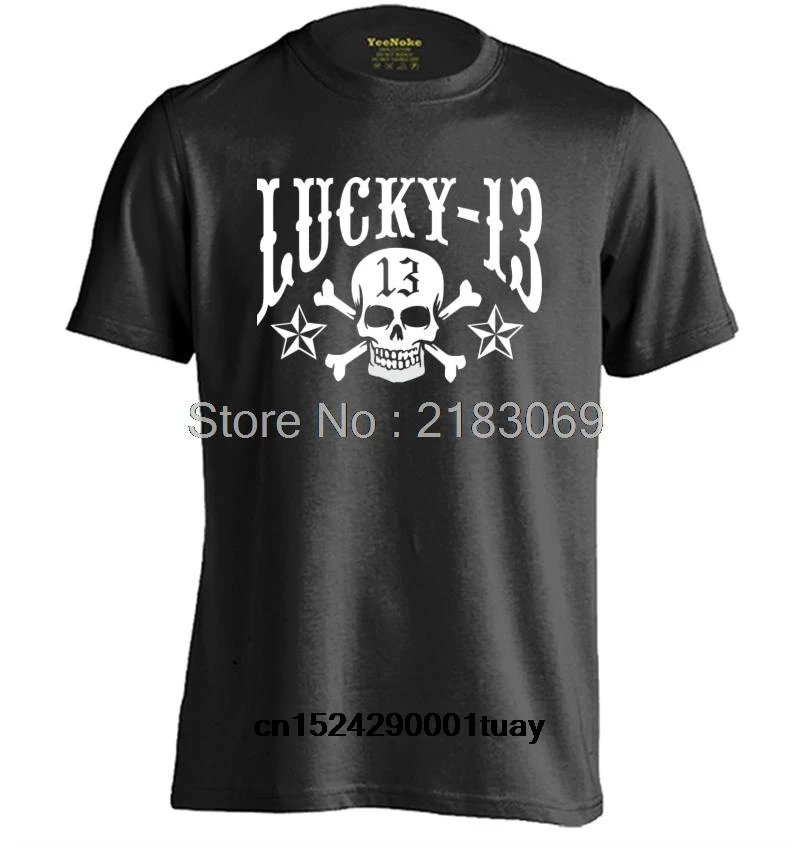 LUCKY 13 NEVER DIE SKULL BIKER Мужская Женская персонализированная футболка на заказ |