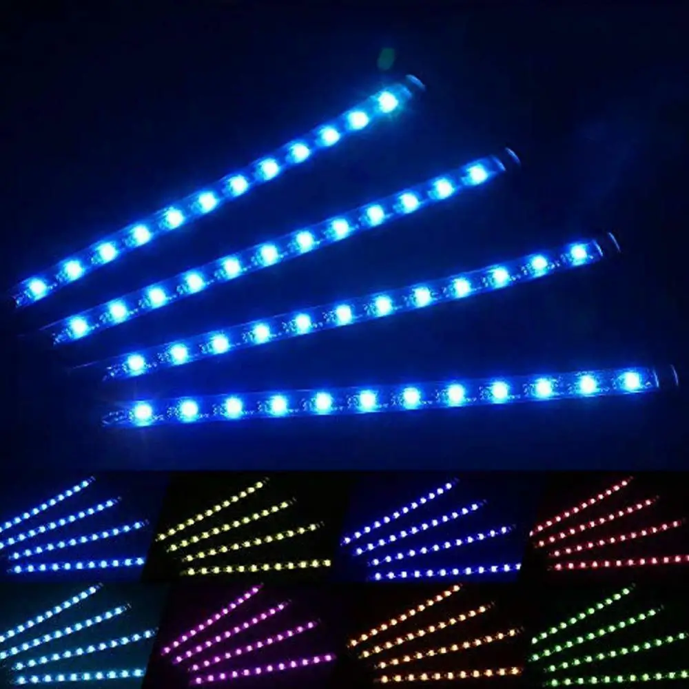 4 шт., автомобильный RGB светодиодный светильник, светодиодный светильник, s цвета, для стайлинга автомобиля, декоративные атмосферные лампы, автомобильный интерьерный светильник с пультом дистанционного управления 12 В