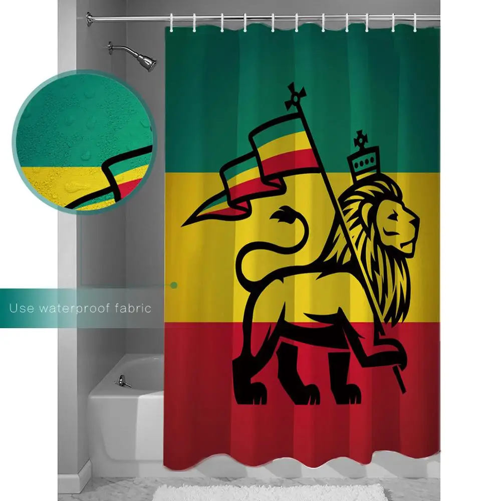 Rasta душевая занавеска Иуда Лев с флагом растафари король джунгли регги тема
