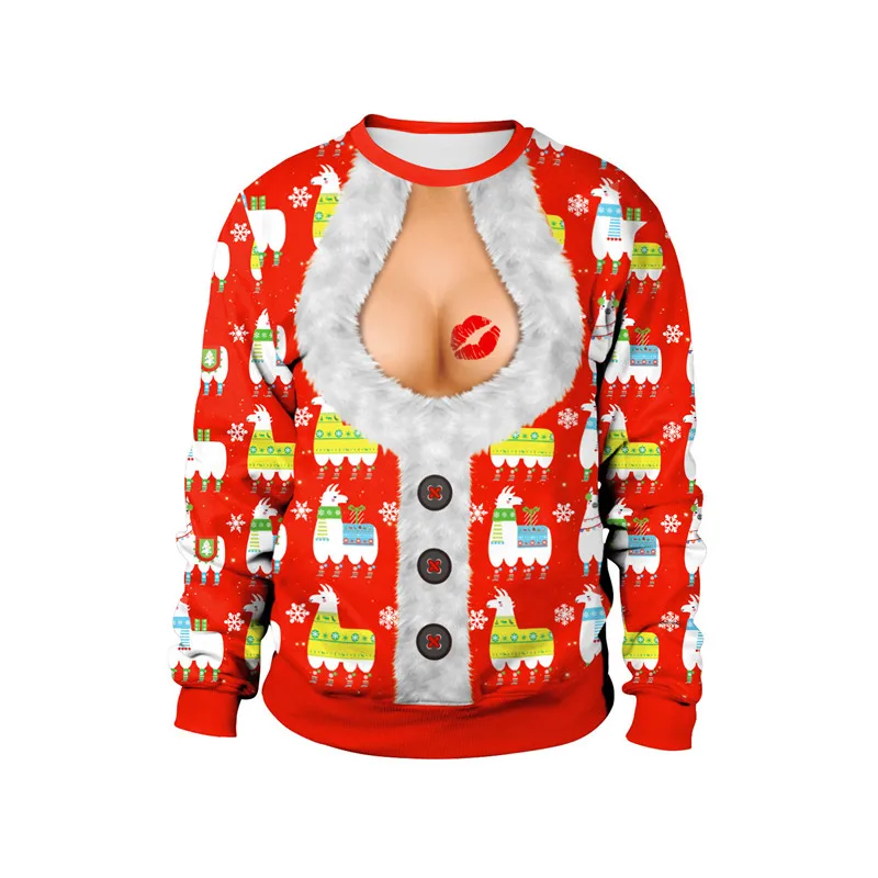 Осенне-зимняя одежда Новинка некрасивый Рождественский свитер для подарка Санта эльф Забавный рождественский джемпер пуловер женские мужские майки и свитера Топы - Цвет: 5
