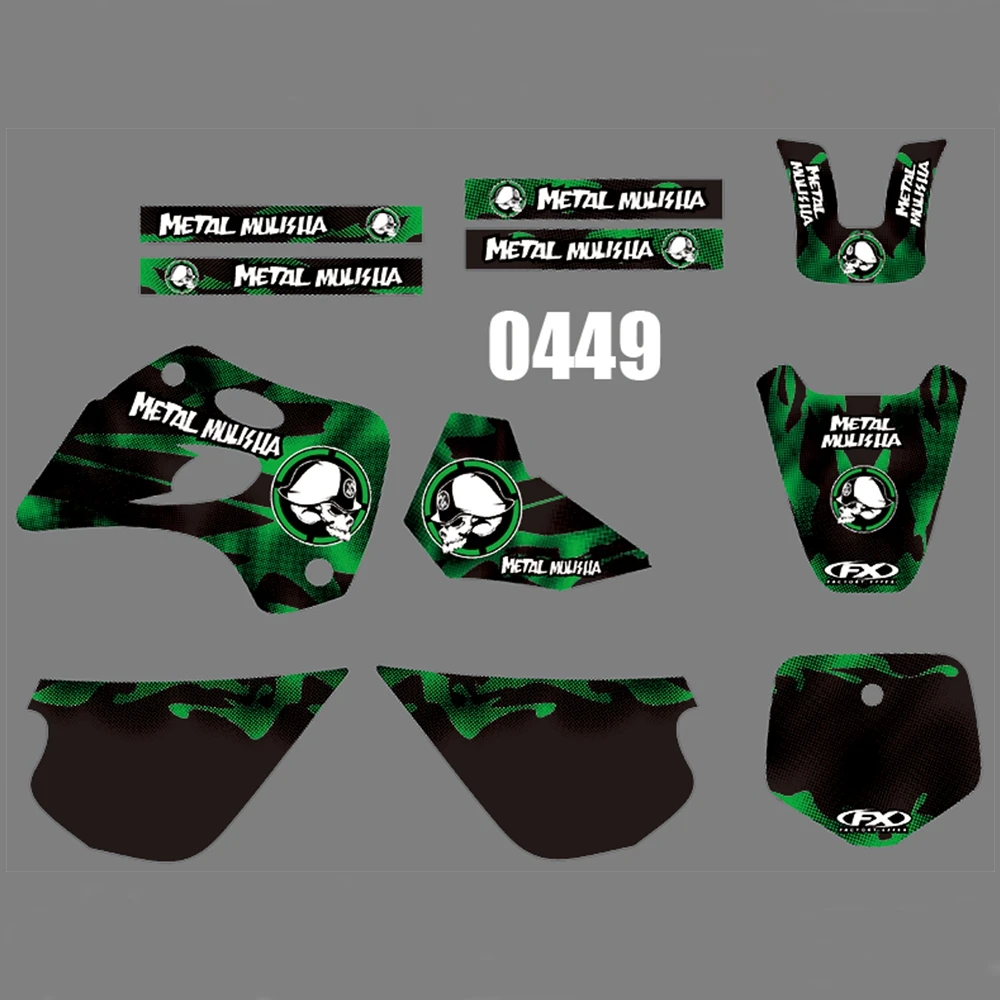 Для KAWASAKI KX80 1994-1997 Графика наклейки на заказ Номер Наименование лента 3M Полный мотоцикл Фоновые наклейки аксессуары