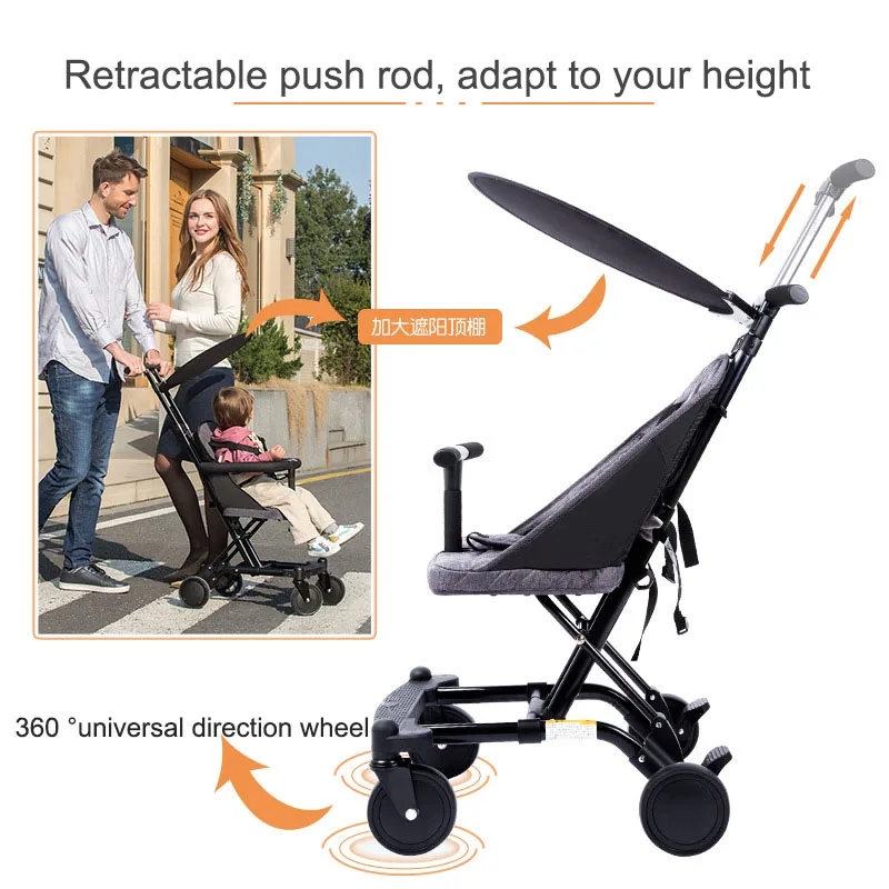 2019 Portable Kids Carts Children Baby Folding Stroller for Kids Walking Scooter Child Trolley Bass
