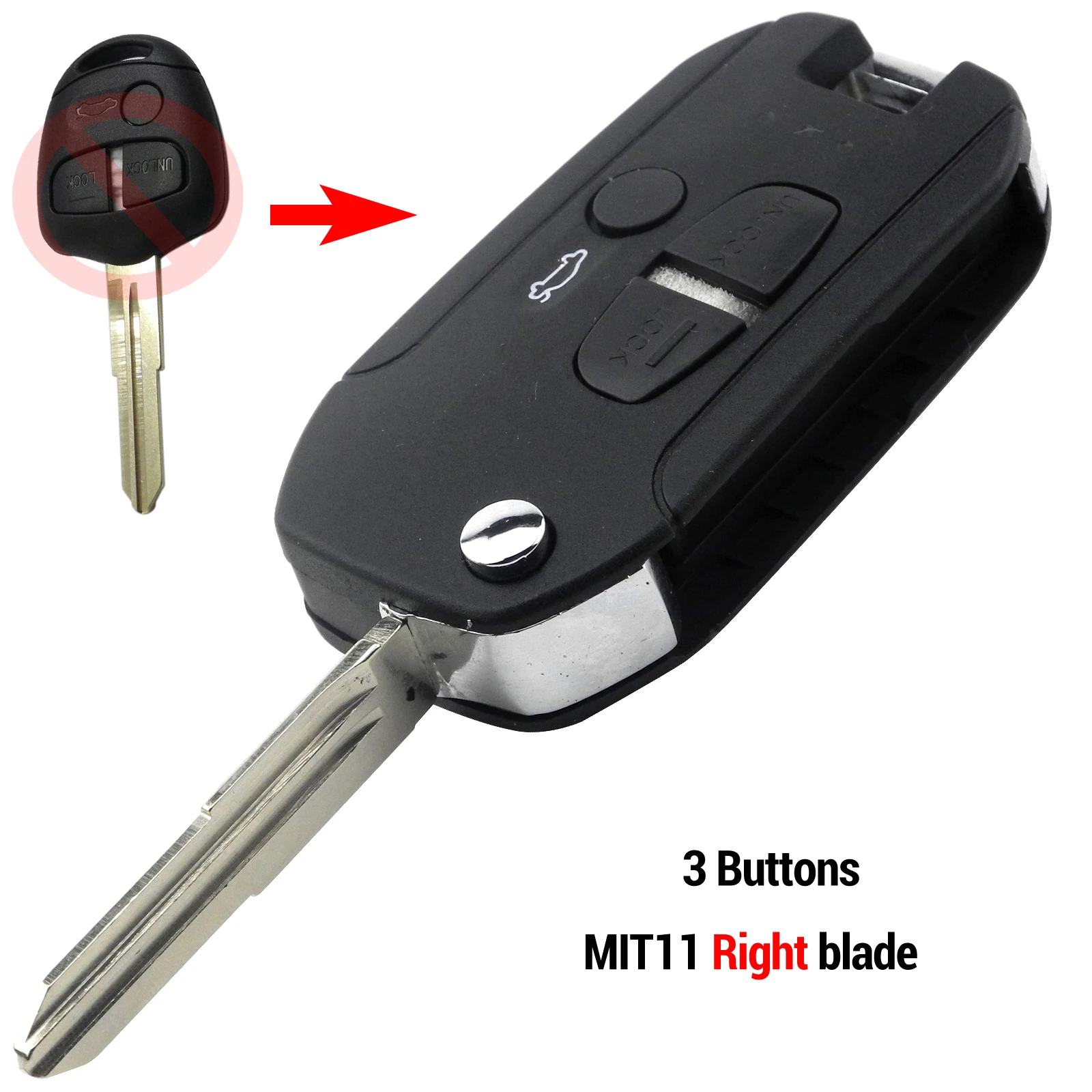 2/3 Buttons Remote Key Shell Case Folding Fob Cover For Mitsubishi Outlander Lancer Evolution Grandis Left/Right Blade - Количество кнопок: 3B MIT11 Right Blade