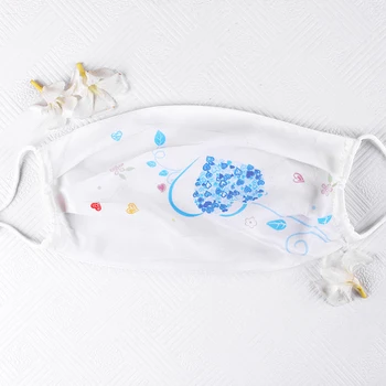 

Fashion Silk Thin Face Mask Breathable Soft Dual Layer Windproof Sunscreen Mouth Mask Solid /Floral Printed Resuable Face Shield