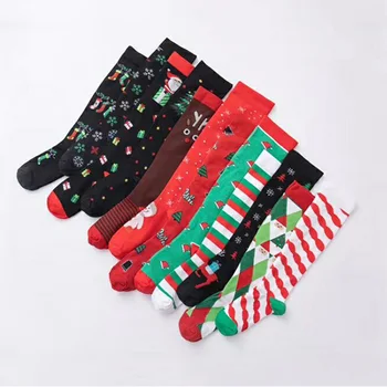 

Unisex Men&Women Christmas Santa Claus Compression Thigh High Socks Pressure Leg Nurses Relief Running Stretch Sexy Stockings