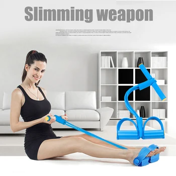 

1Pc Multi-Function Four-Tube Puller Pedals Fitness Sit-Ups Pedals Elastic Rope Legs Sitting at Home Abdominal Body Slimming Tool