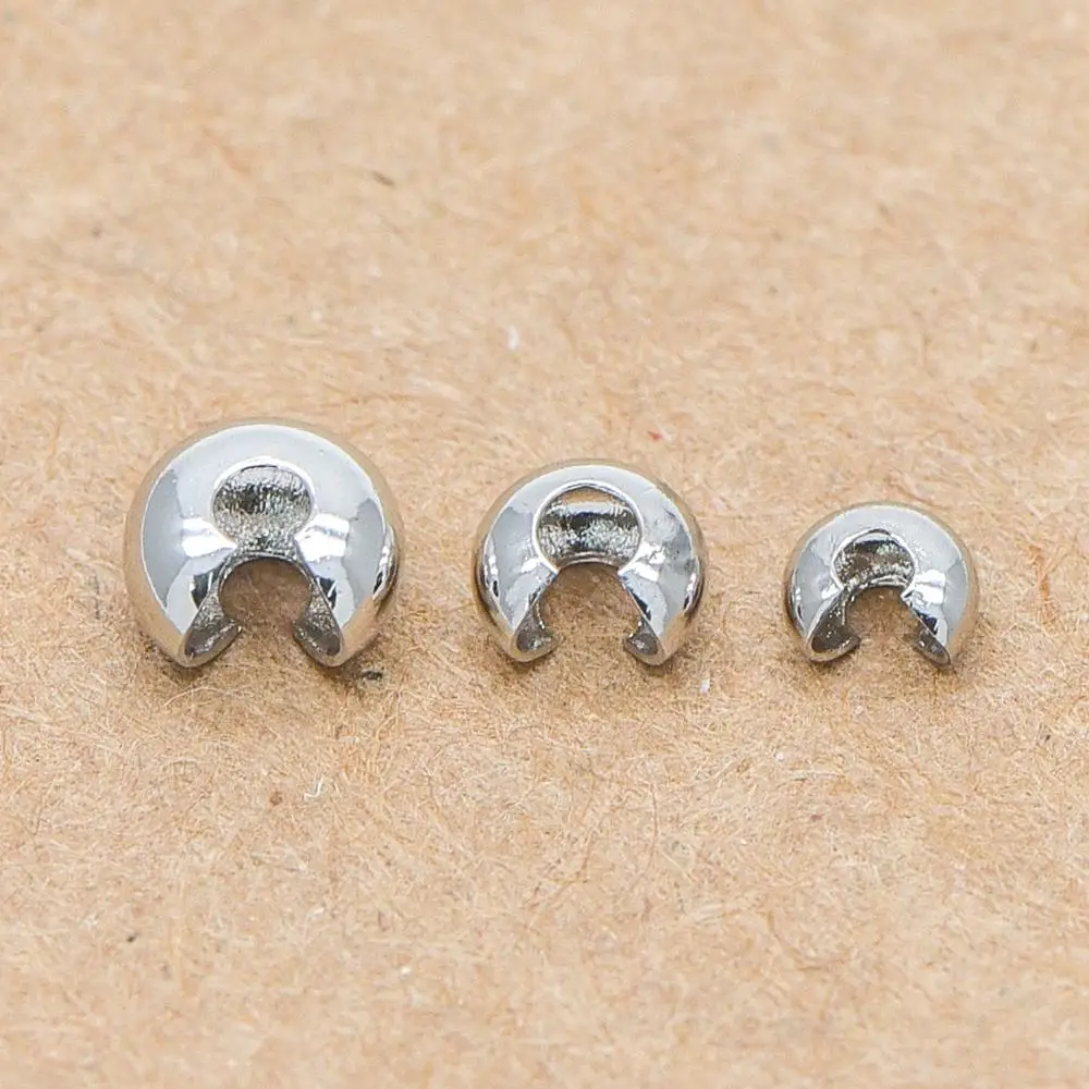 20pcs Silver tone Crimp Bead Covers Rhodium plated Brass White Gold Conceal Ends 4/ 5/ 6mm (GB-641) | Украшения и аксессуары