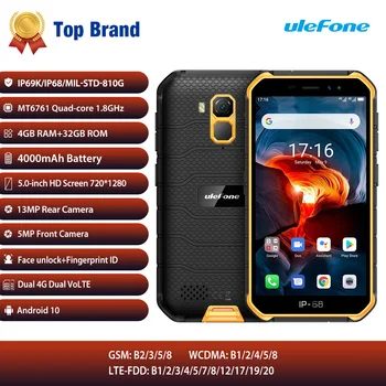 Перейти на Алиэкспресс и купить Ulefone Armor X7 Pro мобильный телефон 4 Гб RAM Android10 смартфон ip68 прочный водонепроницаемый мобильный телефон 4G LTE 2,4G/5G WLAN NFC телефон