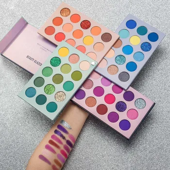 

BEAUTY GLAZED 60 Colors Eyeshadow Palette, Glitter Metallic Matte Shimmer Natural 4 In1 Color Board Makeup Palette