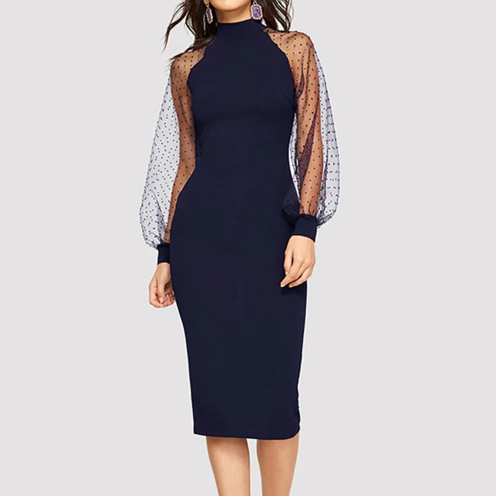 Однотонное женское платье 2019 черное модное однотонное Сетчатое с пышными