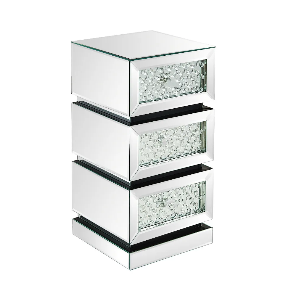 Bedside Table Glass Drawers Mirror Bedroom Furniture Buffet AliExpress