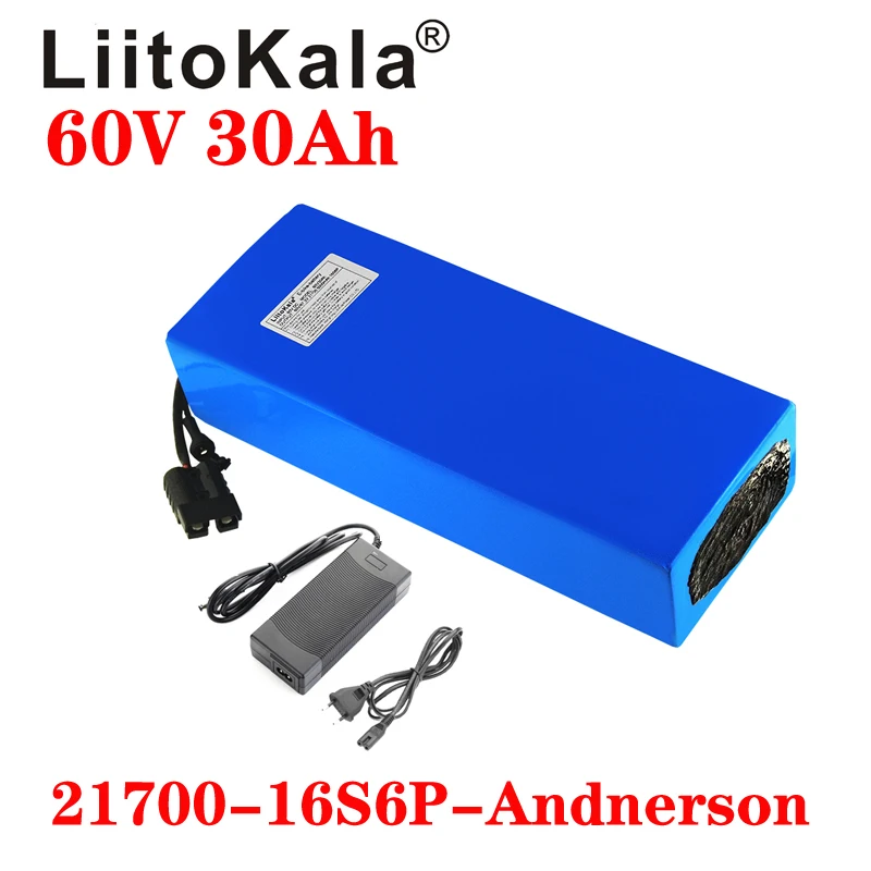 LiitoKala 60V 30ah 16S6P электрический скутер bateria 30AH литиевая батарея электрического