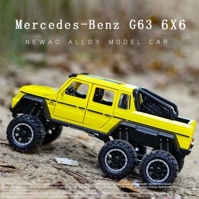 1/32 игрушечный автомобиль из литого сплава Mercedes G63 6WD AM G, Роскошная подвеска, имитация внедорожника, шестидверный автомобиль, открывающиеся детские игрушки - Цвет: Yellow no box