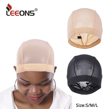 

Leeons Mesh Wig Cap Black Beige Mesh Weaving Cap S/M/L Spandex Dome Caps For Making Wig Breathable Stretch Mesh Dome Cap