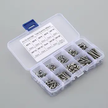

280pcs 304 Stainless Steel M3 Pan Head Hex Combination Set Hexagonal Socket Head Cap Screw Combination Set