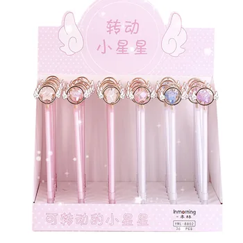 

36 pcs/lot Rotating Angel Star Gel Pen Cute 0.5 mm black ink Signature Pen School Office writing Supplies Promotional Gift
