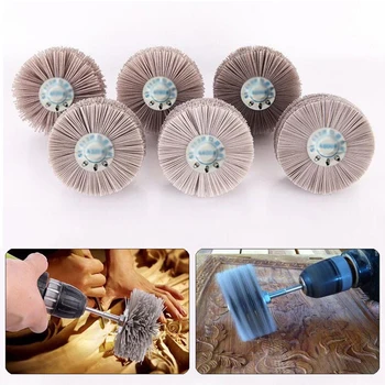 

6mm Shank& 80mm Dia Abrasive Wheel Brush Woodwork Polish Bench Grinder Tool Kit