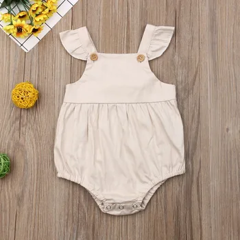 

Summer Baby Newborn Rompers Girls Solid Pattern Jumpsuit Flare Sleeve Romper Infant Casual Bodysuit Outfits