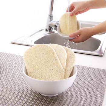 

3pcs/set Natural Loofah Dishwashing Cloth Scrub Pad Dish Bowl Pot Easy To Clean Scrubber Sponge Kitchen Clean Brushes Scrub Pad