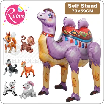 

SelfStand Zoo Monkey dog Camel deer Rabbit Fox Animal Foil Balloon Happy Birthday Decorations baby shower Party Supplies Toy