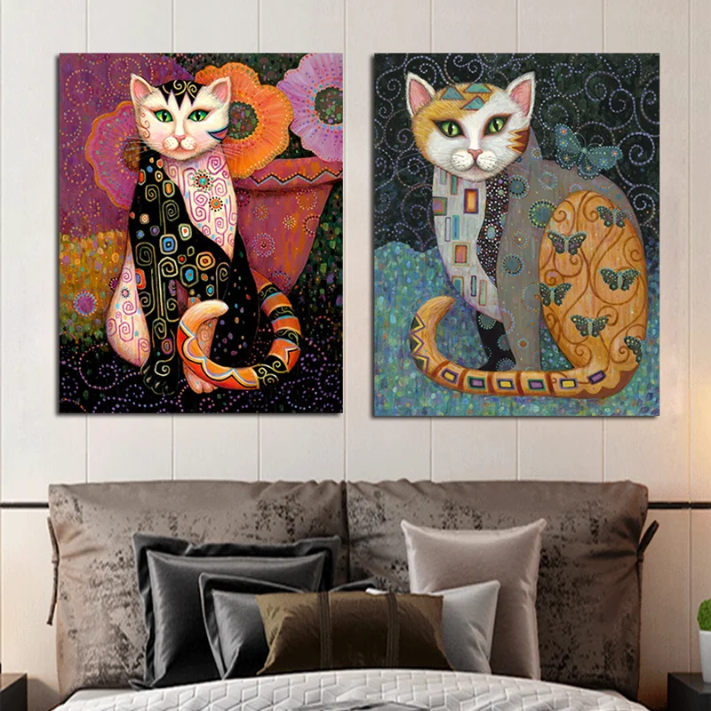 Banket diagonaal stoomboot Klassieke Gustav Klimt Kat Schilderijen Abstract Dier Poster En Prints  Schilderen Foto 'S Voor Woonkamer Home Decoraties|Schilderij &  Schoonschrift| - AliExpress