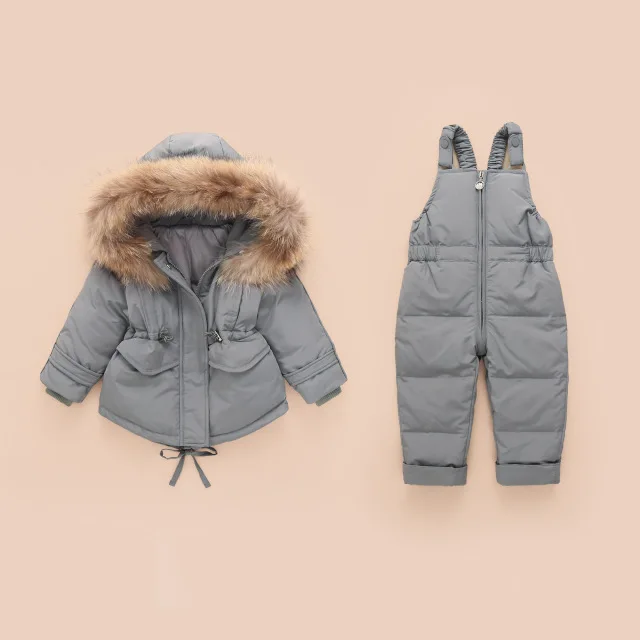 Г. Зимняя куртка детские комбинезоны для девочек и мальчиков, детский зимний комбинезон, пальто для маленьких мальчиков и девочек пуховые куртки Новогодний комплект одежды для малышей - Цвет: gray