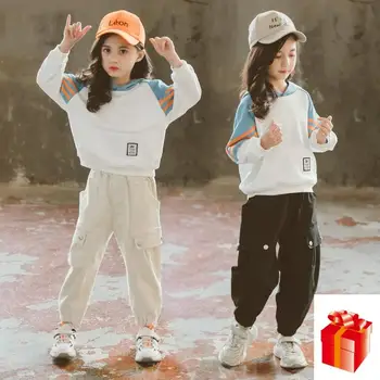 

Spring and Autumn Girls Sportswear 2019 New Small Fresh Hoodie Sweater + Pants Casual Two-Piece Set Kids Clothes Sets 3-12 Year