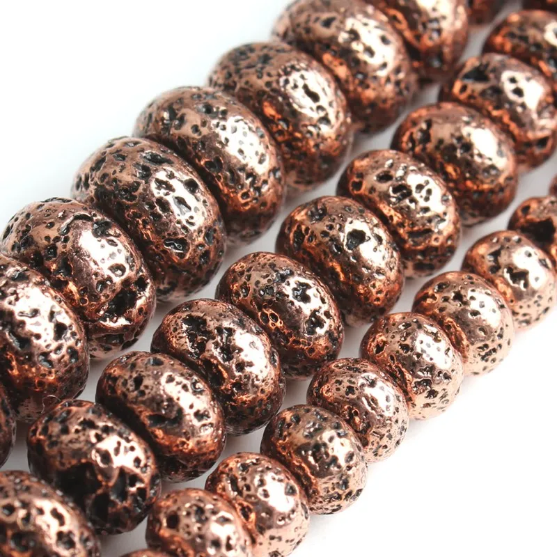 6/8/10 mm Natural Red Copper Hematite Stone Beads Rondelle Spacer Beads for Accessories Jewellery Making DIY 15‘’