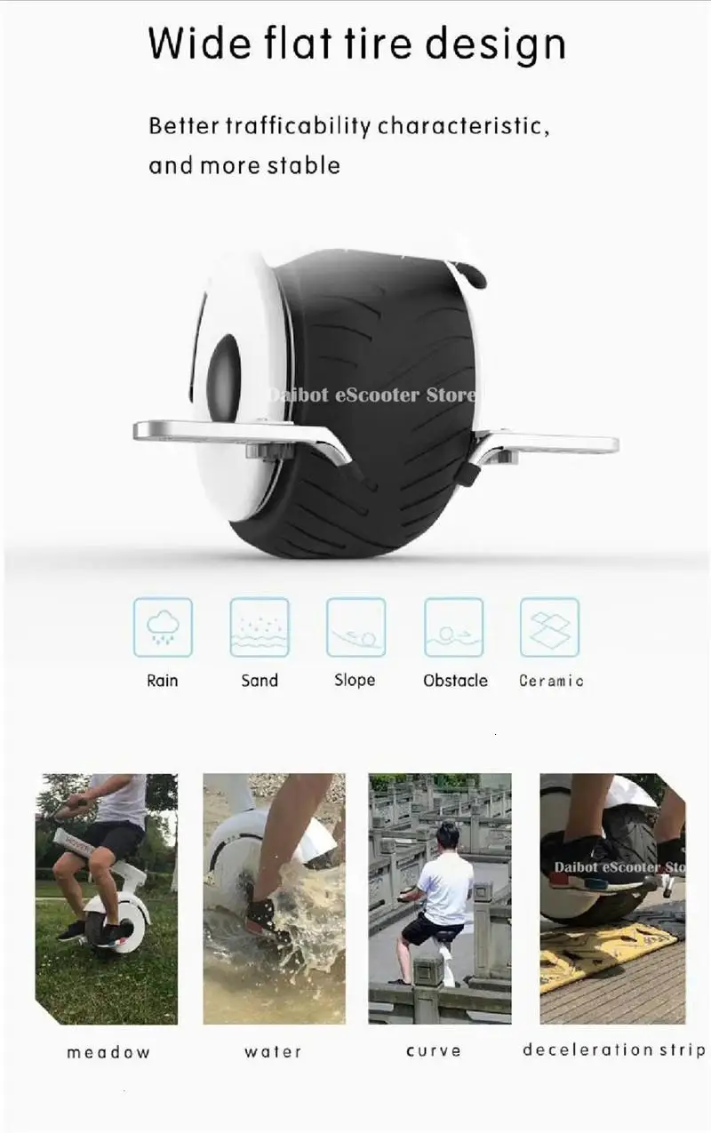 Daibot Electric Motorcycle Scooter One Wheel Self Balancing Scooters 800W 60V Somatosensory Foldable Monowheel Electric Unicycle (2)