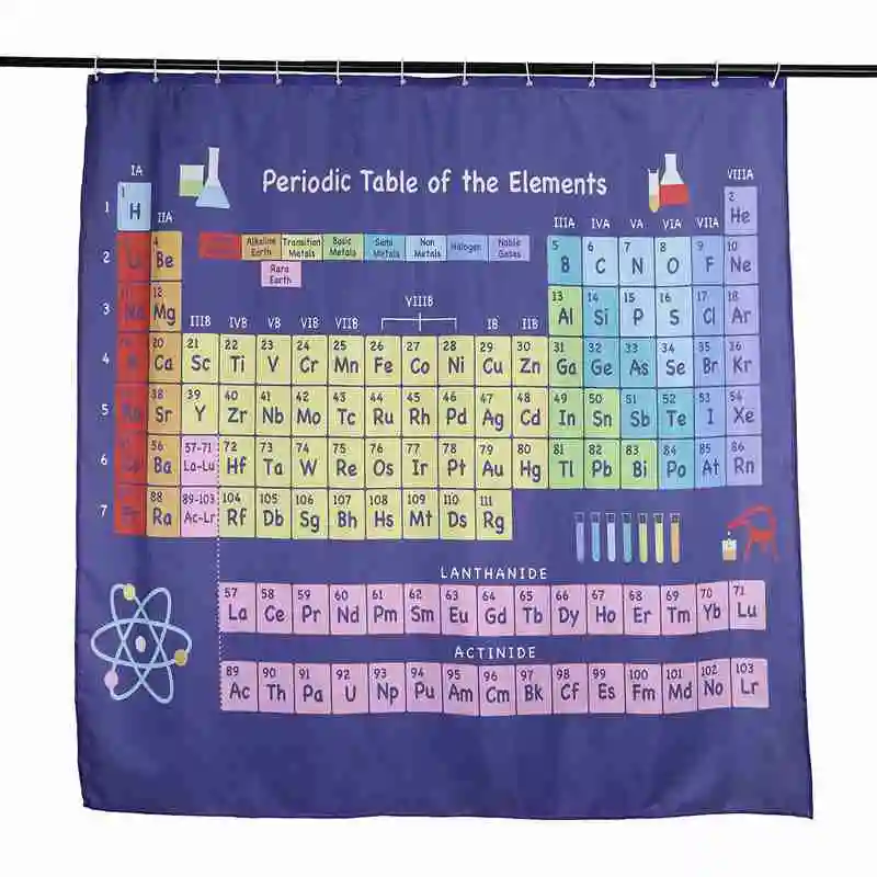 

HHO-Periodic Table Of The Elements Shower Curtain Mildewproof Polyester Washable Bathtub Decorative Shower Curtain 180cm x 180cm