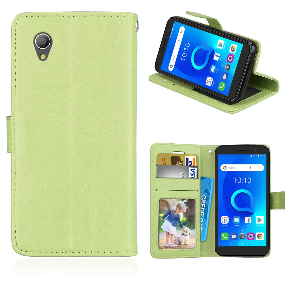 Для Alcatel 1 чехол Флип 5," чехол-кошелек чехол для телефона из искусственной кожи для Alcatel 1 5033D 5033 5033A 5033Y 5033X алькател1 чехол - Цвет: Green