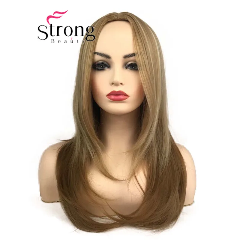 

StrongBeauty Long Straight Blonde Highlights Syntheic Hair Wig for Lady Women