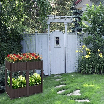 

4PCS Brown Free Splicing Injection Planting Box Perfect for Garden, Patio, Balconie, Restaurant, Coffee Shop Simple Atmospheric