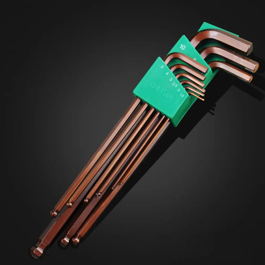 

9pcs/set LA310109 S2 Ball Head Hex Wrench Allen Key Socket Hexagonal Wrenches Set Spanner For repair bicycle Hand tool set Sale