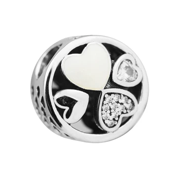 

Charms 925 Silver Original Fit Pandora Bracelets Sterling Silver Hearts of Clover Charm Beads for diy Women Jewelry