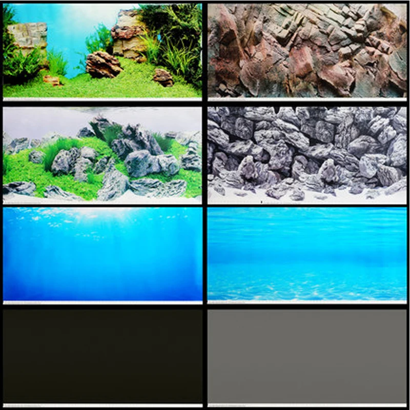 Fish Tank Stone Background Painting Double Sided Fish Tank Landscape Wallpaper