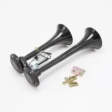 12V двойная труба звуковой сигнал-классический супер громкий мощный Поезд Автомобиль Грузовик Лодка Воздушный Рог, 150 дБ, черный