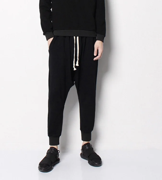 

Мужские брюки в стиле Темного стиля, в стиле high street, хип-хоп, свободные, повседневные, низкие, большие размеры, штаны-шаровары