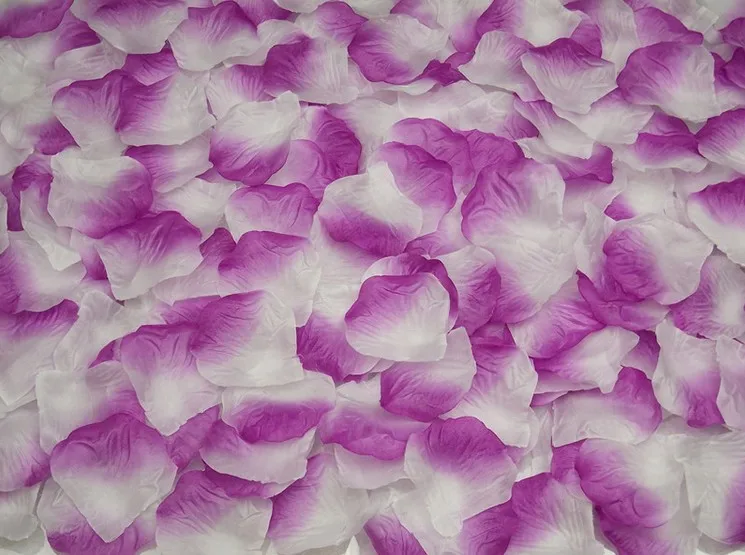 Новинка 200 шт шелковые лепестки роз листья Свадебная вечеринка стол Конфетти декорация удобные высококачественные практичный инструмент украшения - Цвет: Purple plus white