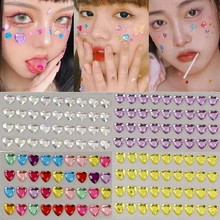 Love Heart Diamond Face Eyebrow Stickers 3D Acrylic Crystal Jewelry Eyeshadow Self Adhesive Nail Art Decoration Rhinestone