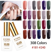 RS NAIL 15 мл УФ Цветной Гель-лак для ногтей 308 цветов Гель-лак#181-240 УФ светодиодный маникюрный лак набор гель-лаков es(4